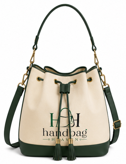 Elegant Drawstring Bucket Shoulder Bag with Tassel