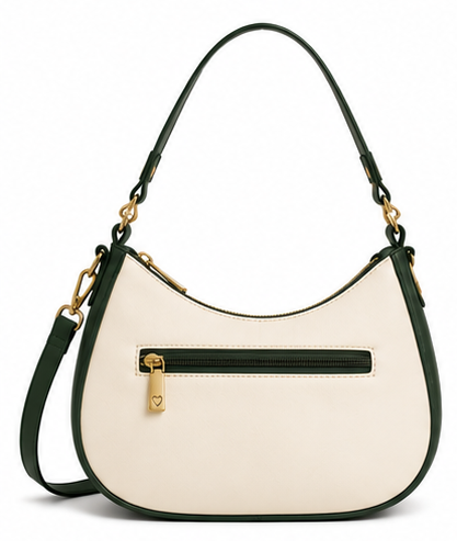Elegant Crescent Canvas Shoulder Bag with Crossbody Strap