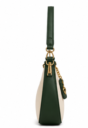 Elegant Crescent Canvas Shoulder Bag with Crossbody Strap