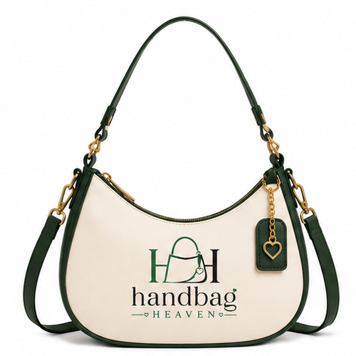 Elegant Crescent Canvas Shoulder Bag with Crossbody Strap